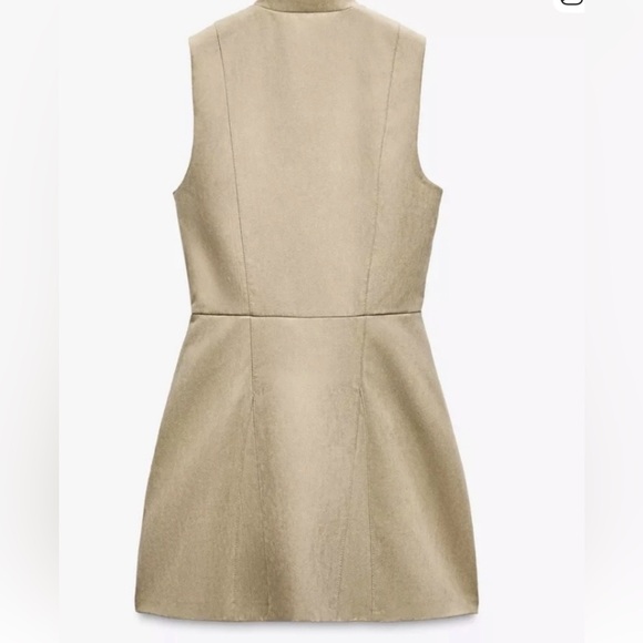Zara NWT XS Suede Effect Zip Dress – Taupe - Picture 3 of 5